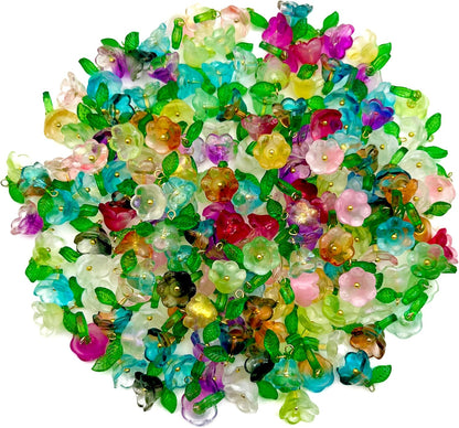 50pcs Glass Pendant Charms - Multicolor Theme Drops for Necklace Craft, Jewelry Making Supplies (Various Styles)