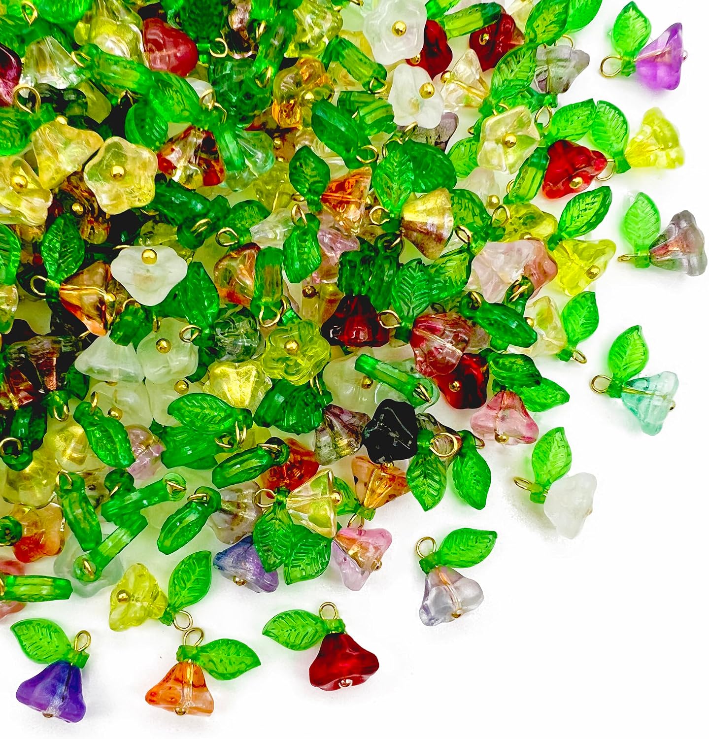50pcs Glass Pendant Charms - Multicolor Theme Drops for Necklace Craft, Jewelry Making Supplies (Various Styles)