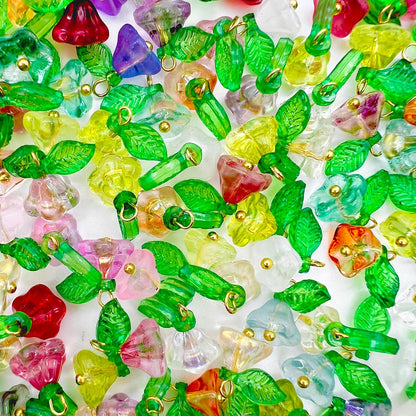 50pcs Glass Pendant Charms - Multicolor Theme Drops for Necklace Craft, Jewelry Making Supplies (Various Styles)
