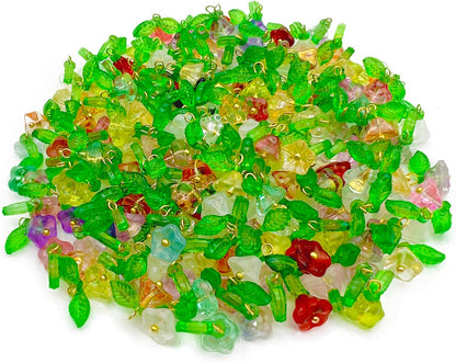 50pcs Glass Pendant Charms - Multicolor Theme Drops for Necklace Craft, Jewelry Making Supplies (Various Styles)