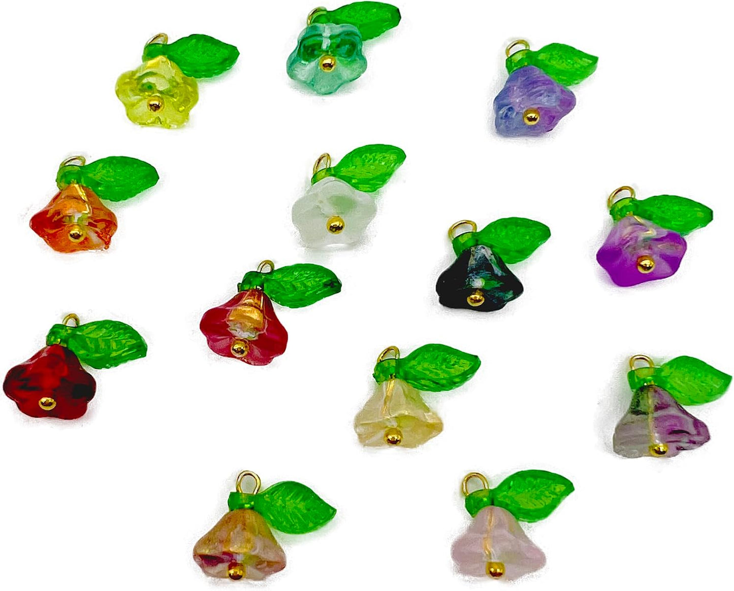 50pcs Glass Pendant Charms - Multicolor Theme Drops for Necklace Craft, Jewelry Making Supplies (Various Styles)