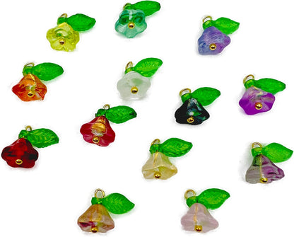 50pcs Glass Pendant Charms - Multicolor Theme Drops for Necklace Craft, Jewelry Making Supplies (Various Styles)