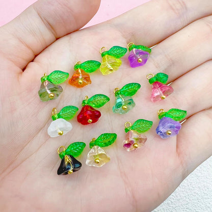 50pcs Glass Pendant Charms - Multicolor Theme Drops for Necklace Craft, Jewelry Making Supplies (Various Styles)