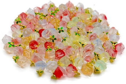 50pcs Glass Pendant Charms - Multicolor Theme Drops for Necklace Craft, Jewelry Making Supplies (Various Styles)