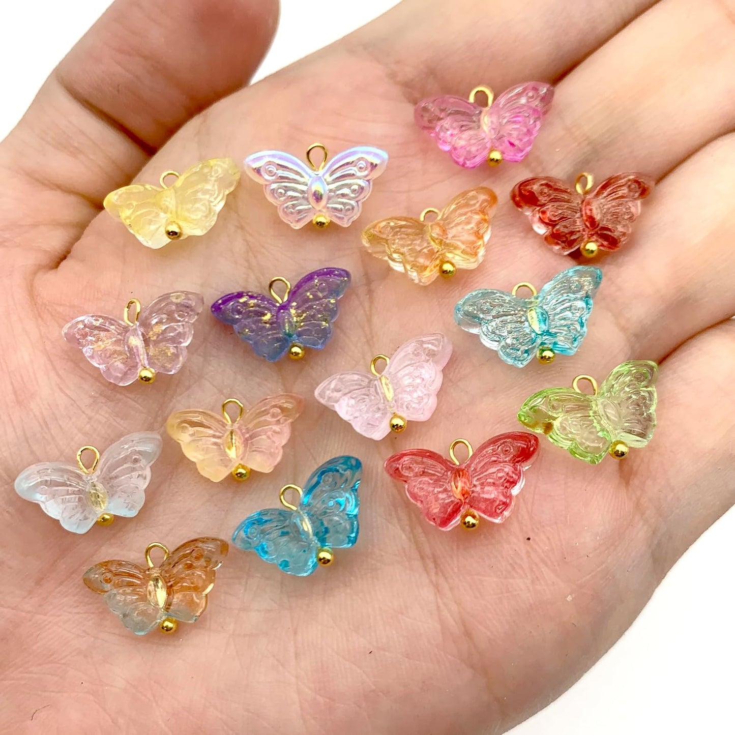 50pcs Glass Pendant Charms - Multicolor Theme Drops for Necklace Craft, Jewelry Making Supplies (Various Styles)
