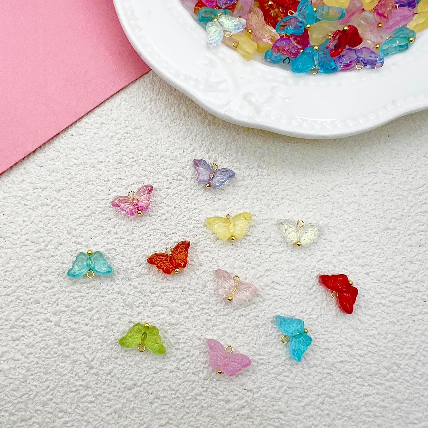 50pcs Glass Pendant Charms - Multicolor Theme Drops for Necklace Craft, Jewelry Making Supplies (Various Styles)