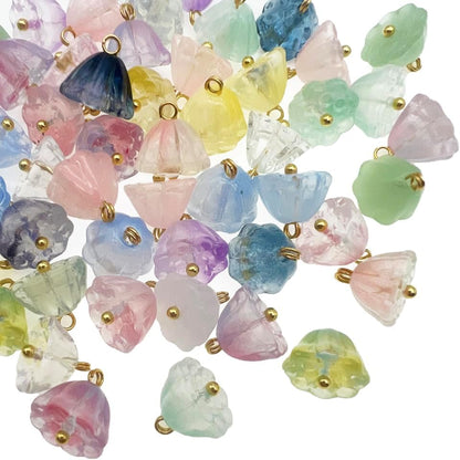 50pcs Glass Pendant Charms - Multicolor Theme Drops for Necklace Craft, Jewelry Making Supplies (Various Styles)