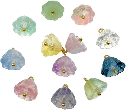 50pcs Glass Pendant Charms - Multicolor Theme Drops for Necklace Craft, Jewelry Making Supplies (Various Styles)