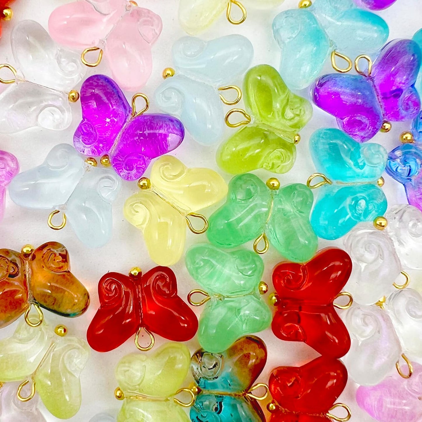 50pcs Glass Pendant Charms - Multicolor Theme Drops for Necklace Craft, Jewelry Making Supplies (Various Styles)