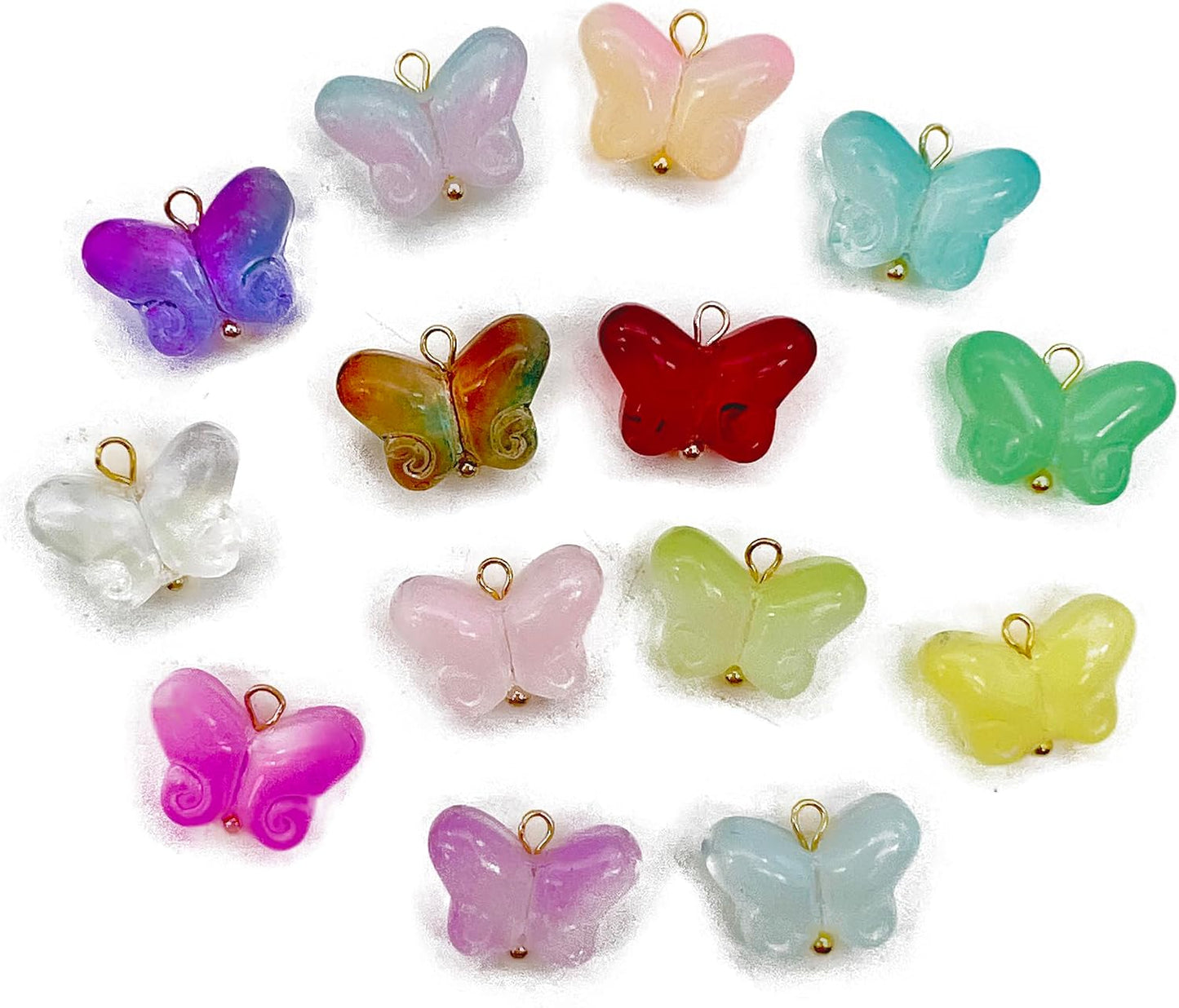 50pcs Glass Pendant Charms - Multicolor Theme Drops for Necklace Craft, Jewelry Making Supplies (Various Styles)
