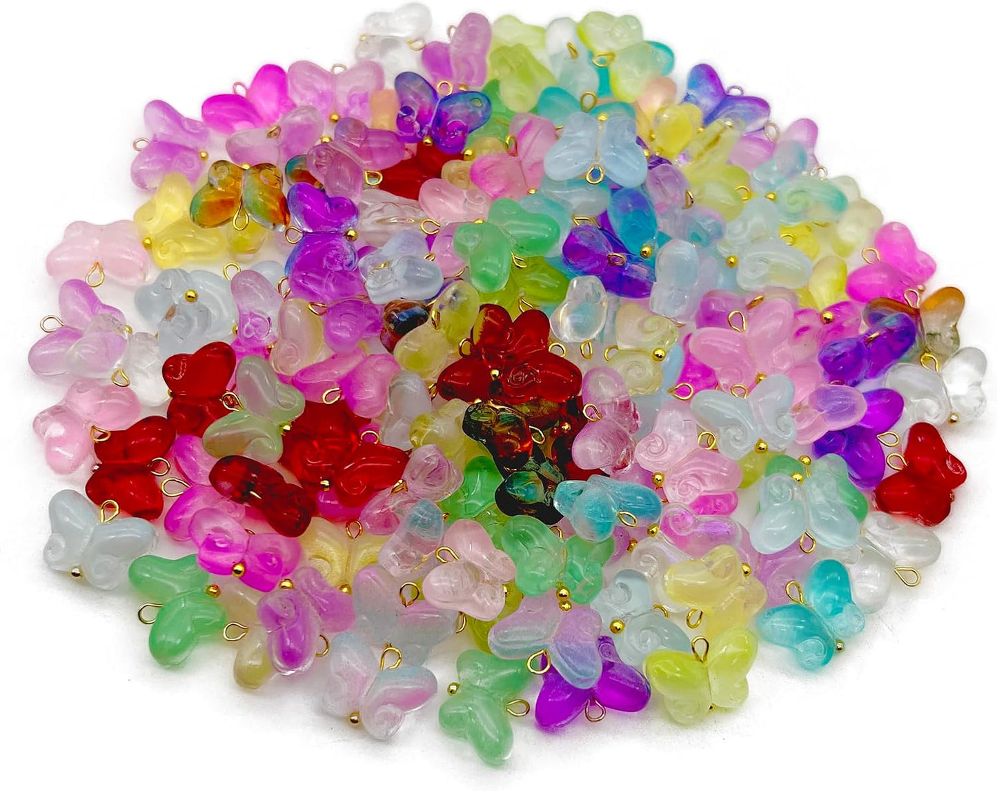 50pcs Glass Pendant Charms - Multicolor Theme Drops for Necklace Craft, Jewelry Making Supplies (Various Styles)