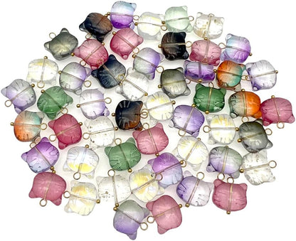 50pcs Glass Pendant Charms - Multicolor Theme Drops for Necklace Craft, Jewelry Making Supplies (Various Styles)