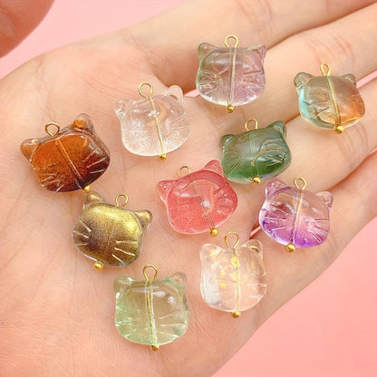 50pcs Glass Pendant Charms - Multicolor Theme Drops for Necklace Craft, Jewelry Making Supplies (Various Styles)