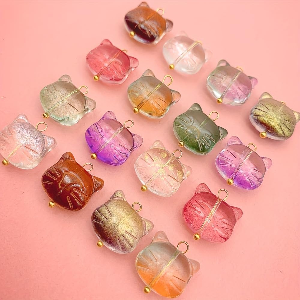 50pcs Glass Pendant Charms - Multicolor Theme Drops for Necklace Craft, Jewelry Making Supplies (Various Styles)
