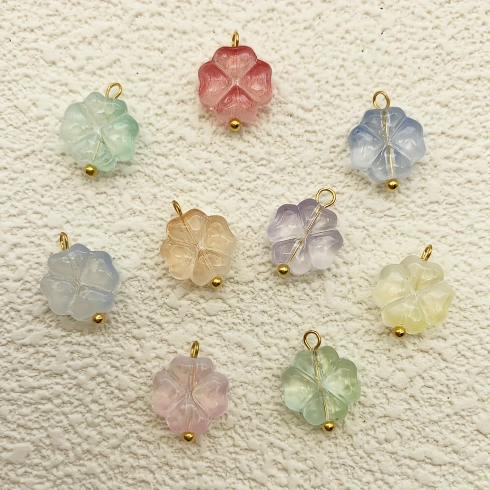 50pcs Glass Pendant Charms - Multicolor Theme Drops for Necklace Craft, Jewelry Making Supplies (Various Styles)