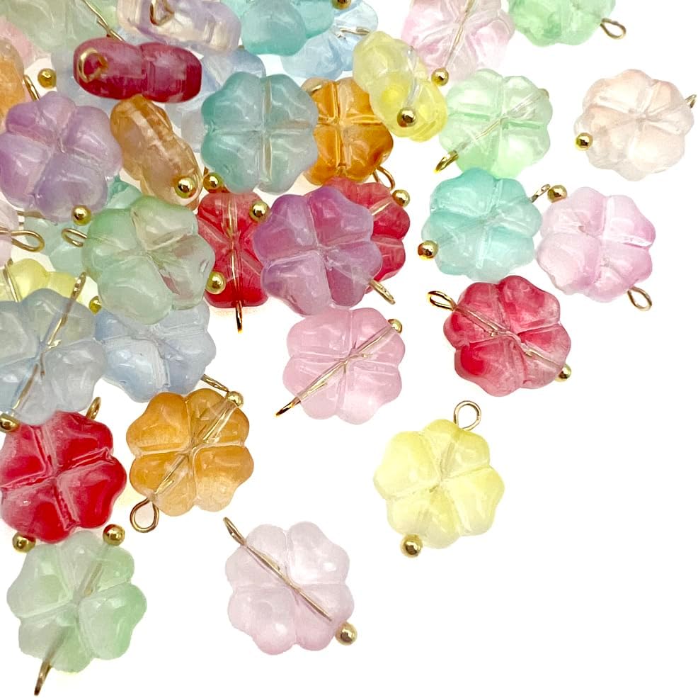 50pcs Glass Pendant Charms - Multicolor Theme Drops for Necklace Craft, Jewelry Making Supplies (Various Styles)