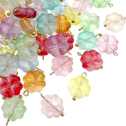 50pcs Glass Pendant Charms - Multicolor Theme Drops for Necklace Craft, Jewelry Making Supplies (Various Styles)
