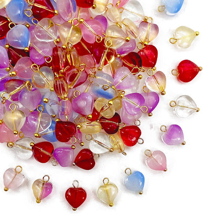 50pcs Glass Pendant Charms - Multicolor Theme Drops for Necklace Craft, Jewelry Making Supplies (Various Styles)