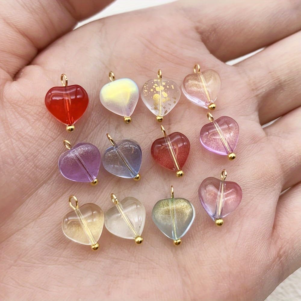 50pcs Glass Pendant Charms - Multicolor Theme Drops for Necklace Craft, Jewelry Making Supplies (Various Styles)