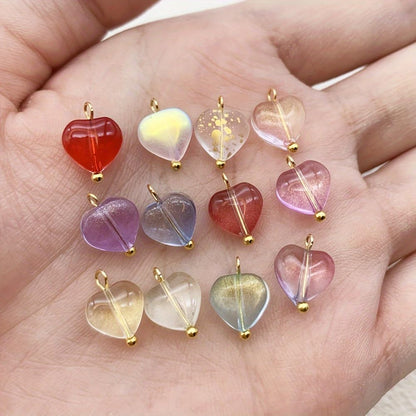 50pcs Glass Pendant Charms - Multicolor Theme Drops for Necklace Craft, Jewelry Making Supplies (Various Styles)