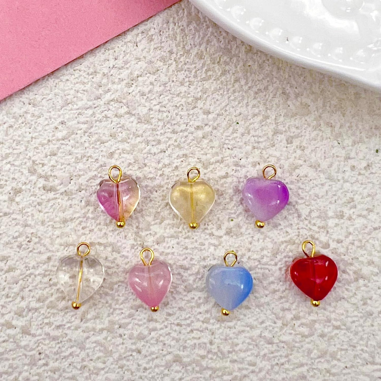 50pcs Glass Pendant Charms - Multicolor Theme Drops for Necklace Craft, Jewelry Making Supplies (Various Styles)