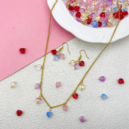50pcs Glass Pendant Charms - Multicolor Theme Drops for Necklace Craft, Jewelry Making Supplies (Various Styles)