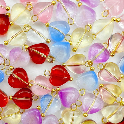 50pcs Glass Pendant Charms - Multicolor Theme Drops for Necklace Craft, Jewelry Making Supplies (Various Styles)