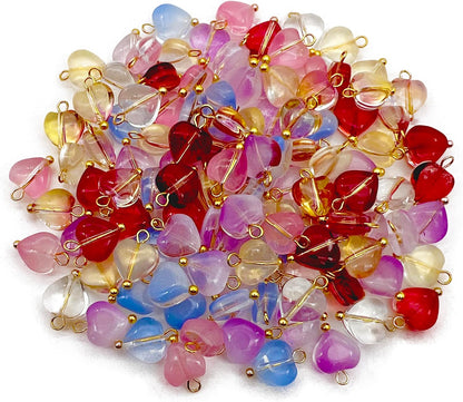 50pcs Glass Pendant Charms - Multicolor Theme Drops for Necklace Craft, Jewelry Making Supplies (Various Styles)
