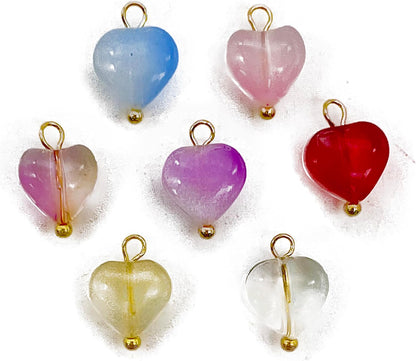 50pcs Glass Pendant Charms - Multicolor Theme Drops for Necklace Craft, Jewelry Making Supplies (Various Styles)