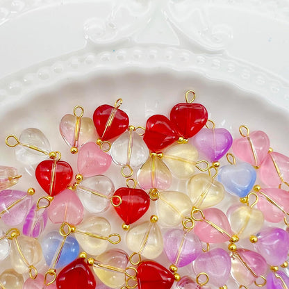 50pcs Glass Pendant Charms - Multicolor Theme Drops for Necklace Craft, Jewelry Making Supplies (Various Styles)