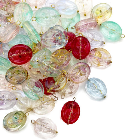 50pcs Glass Pendant Charms - Multicolor Theme Drops for Necklace Craft, Jewelry Making Supplies (Various Styles)