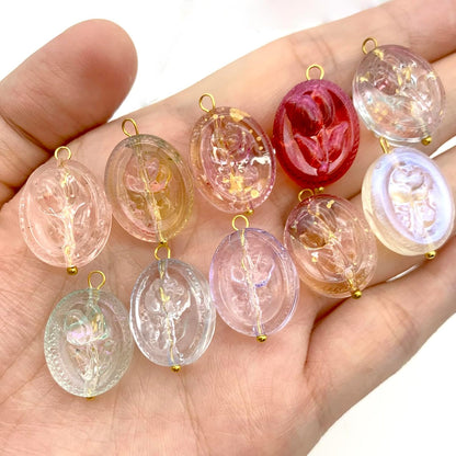 50pcs Glass Pendant Charms - Multicolor Theme Drops for Necklace Craft, Jewelry Making Supplies (Various Styles)