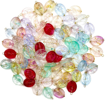 50pcs Glass Pendant Charms - Multicolor Theme Drops for Necklace Craft, Jewelry Making Supplies (Various Styles)