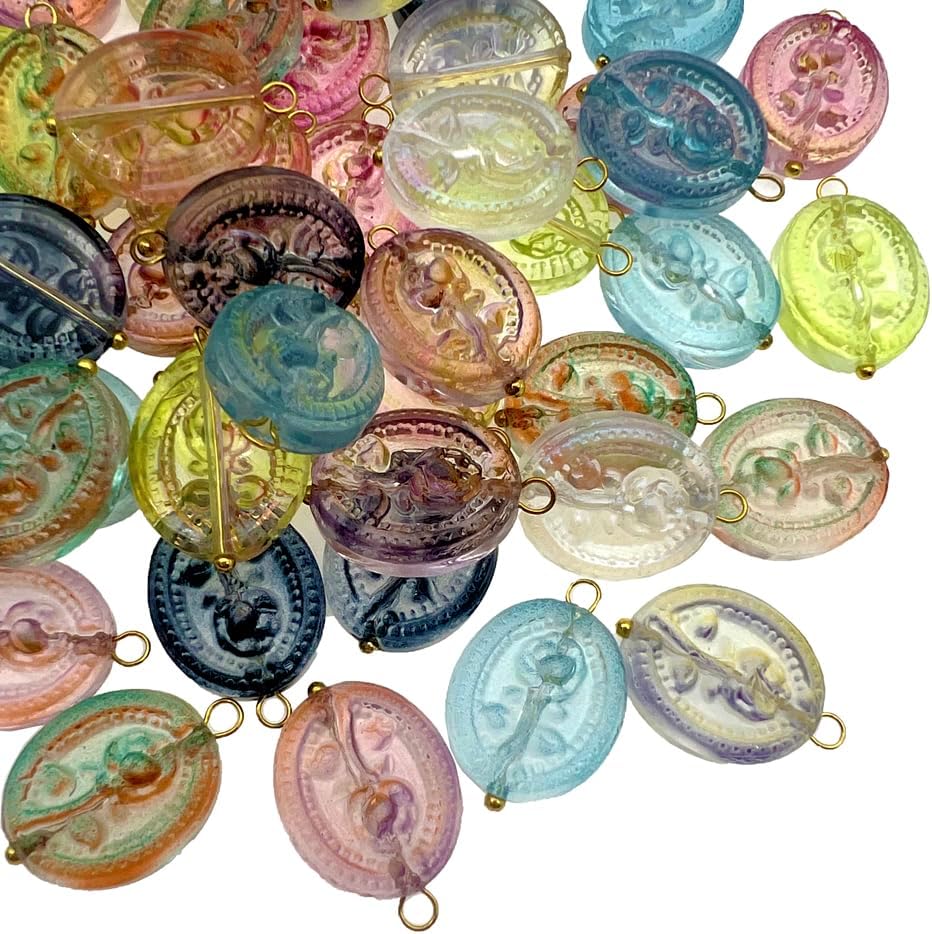 50pcs Glass Pendant Charms - Multicolor Theme Drops for Necklace Craft, Jewelry Making Supplies (Various Styles)