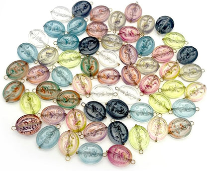 50pcs Glass Pendant Charms - Multicolor Theme Drops for Necklace Craft, Jewelry Making Supplies (Various Styles)