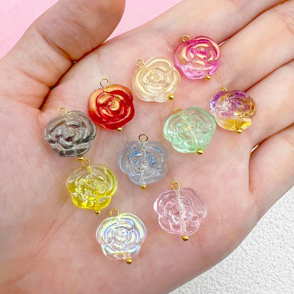 50pcs Glass Pendant Charms - Multicolor Theme Drops for Necklace Craft, Jewelry Making Supplies (Various Styles)