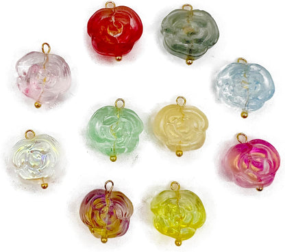 50pcs Glass Pendant Charms - Multicolor Theme Drops for Necklace Craft, Jewelry Making Supplies (Various Styles)