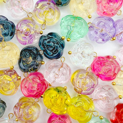 50pcs Glass Pendant Charms - Multicolor Theme Drops for Necklace Craft, Jewelry Making Supplies (Various Styles)