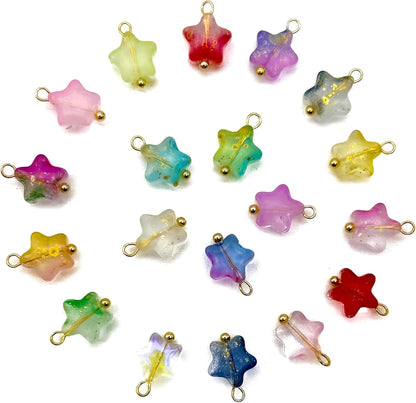 50pcs Glass Pendant Charms - Multicolor Theme Drops for Necklace Craft, Jewelry Making Supplies (Various Styles)