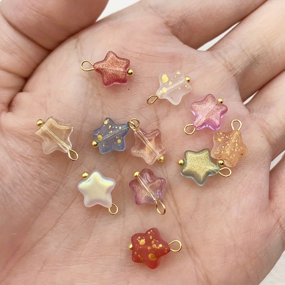 50pcs Glass Pendant Charms - Multicolor Theme Drops for Necklace Craft, Jewelry Making Supplies (Various Styles)