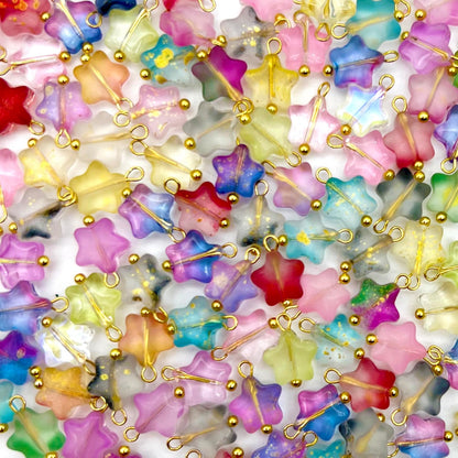 50pcs Glass Pendant Charms - Multicolor Theme Drops for Necklace Craft, Jewelry Making Supplies (Various Styles)
