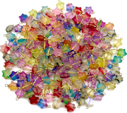 50pcs Glass Pendant Charms - Multicolor Theme Drops for Necklace Craft, Jewelry Making Supplies (Various Styles)