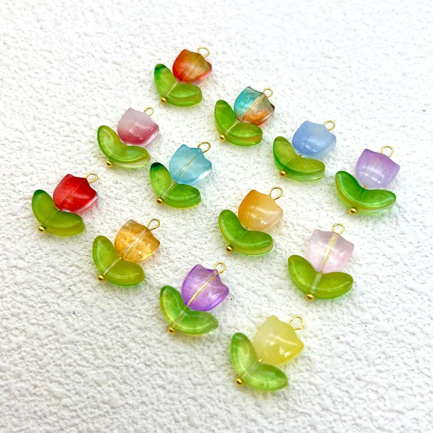 50pcs Glass Pendant Charms - Multicolor Theme Drops for Necklace Craft, Jewelry Making Supplies (Various Styles)