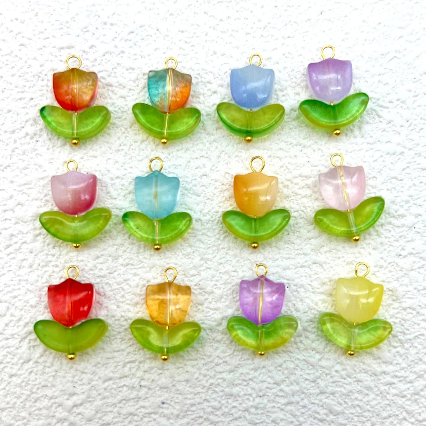 50pcs Glass Pendant Charms - Multicolor Theme Drops for Necklace Craft, Jewelry Making Supplies (Various Styles)