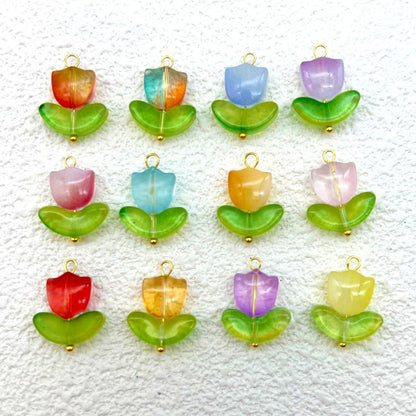 50pcs Glass Pendant Charms - Multicolor Theme Drops for Necklace Craft, Jewelry Making Supplies (Various Styles)