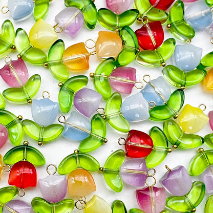 50pcs Glass Pendant Charms - Multicolor Theme Drops for Necklace Craft, Jewelry Making Supplies (Various Styles)