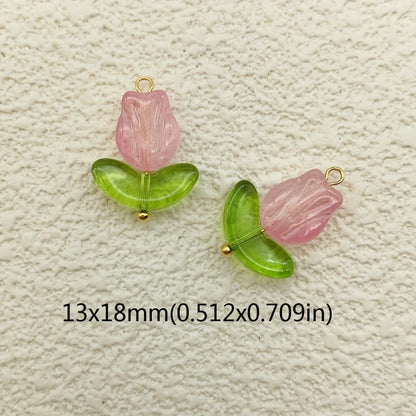 50pcs Glass Pendant Charms - Multicolor Theme Drops for Necklace Craft, Jewelry Making Supplies (Various Styles)