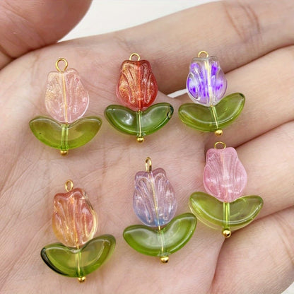 50pcs Glass Pendant Charms - Multicolor Theme Drops for Necklace Craft, Jewelry Making Supplies (Various Styles)