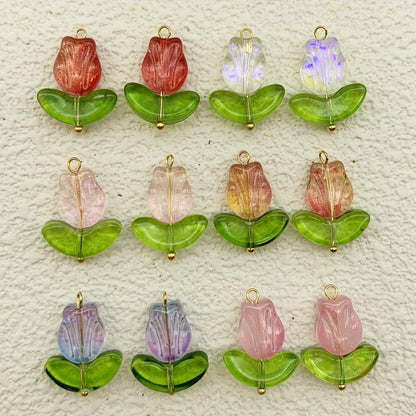 50pcs Glass Pendant Charms - Multicolor Theme Drops for Necklace Craft, Jewelry Making Supplies (Various Styles)