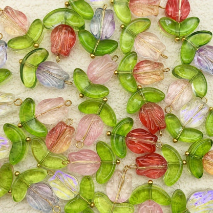 50pcs Glass Pendant Charms - Multicolor Theme Drops for Necklace Craft, Jewelry Making Supplies (Various Styles)